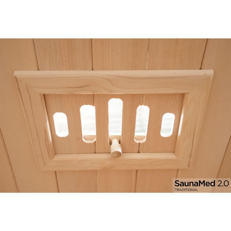 SaunaMed 3 Person Traditional Hemlock Domestic Indoor Sauna