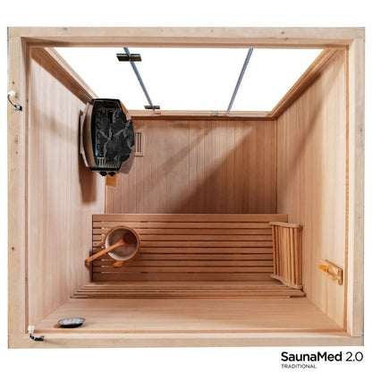 SaunaMed 3 Person Traditional Hemlock Domestic Indoor Sauna