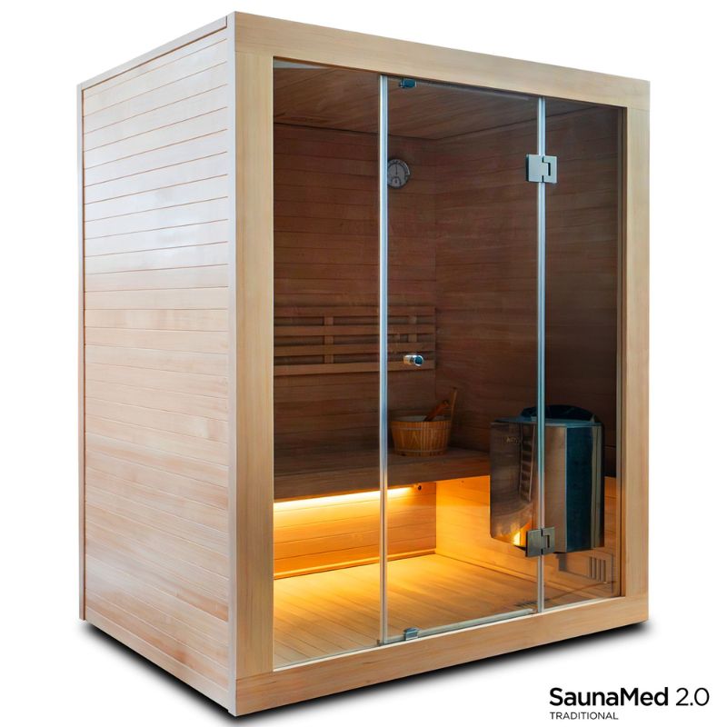 SaunaMed 3 Person Traditional Hemlock Domestic Indoor Sauna