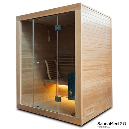 SaunaMed 3 Person Traditional Hemlock Domestic Indoor Sauna