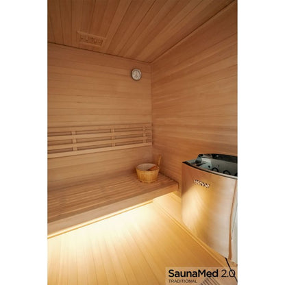 SaunaMed 3 Person Traditional Hemlock Domestic Indoor Sauna