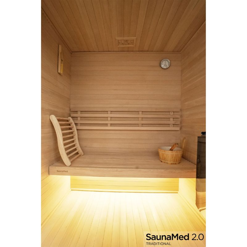 SaunaMed 3 Person Traditional Hemlock Domestic Indoor Sauna