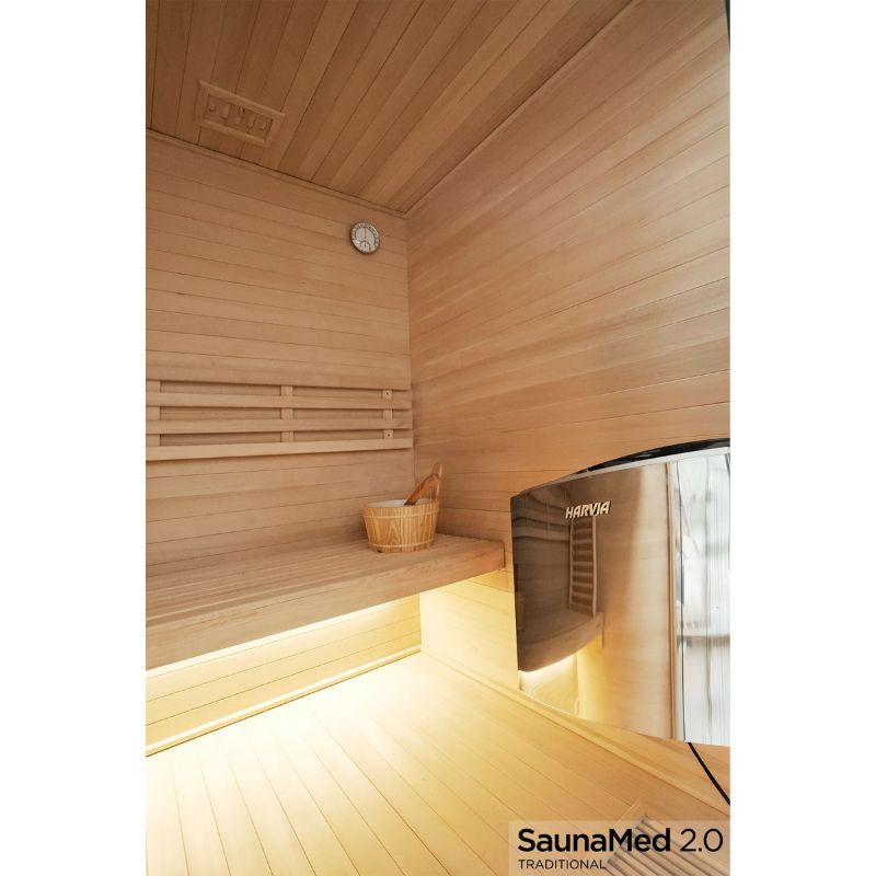 SaunaMed 3 Person Traditional Hemlock Domestic Indoor Sauna