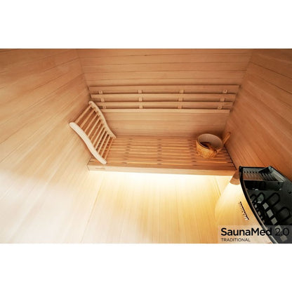 SaunaMed 3 Person Traditional Hemlock Domestic Indoor Sauna