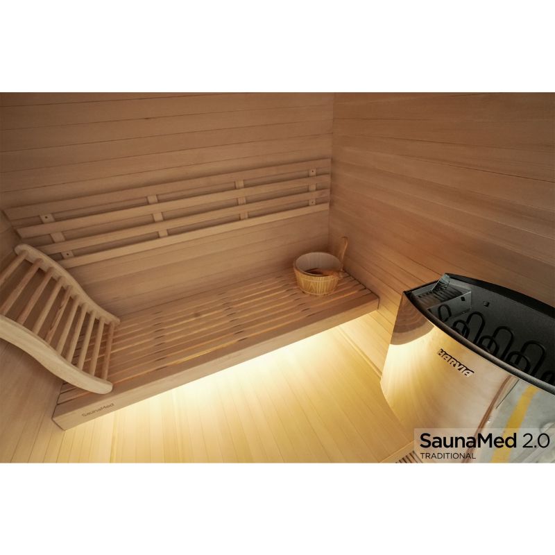 SaunaMed 3 Person Traditional Hemlock Domestic Indoor Sauna