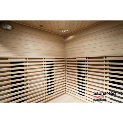 SaunaMed 4-5 Person Classic Hemlock FAR Infrared Domestic Indoor Sauna - EMR Neutral - 13A Plug & Play