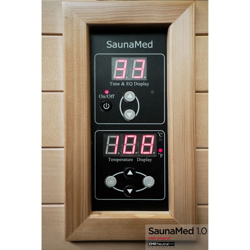 SaunaMed 4-5 Person Classic Hemlock FAR Infrared Domestic Indoor Sauna - EMR Neutral - 13A Plug & Play