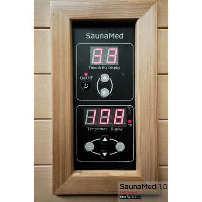SaunaMed 4-5 Person Classic Hemlock FAR Infrared Domestic Indoor Sauna - EMR Neutral - 13A Plug & Play