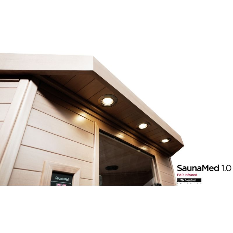 SaunaMed 4-5 Person Classic Hemlock FAR Infrared Domestic Indoor Sauna - EMR Neutral - 13A Plug & Play