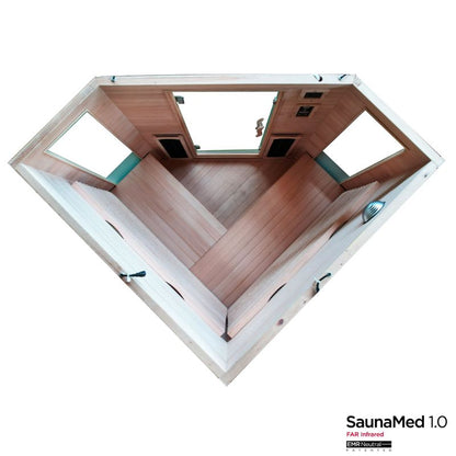 SaunaMed 4-5 Person Classic Hemlock FAR Infrared Domestic Indoor Sauna - EMR Neutral - 13A Plug & Play