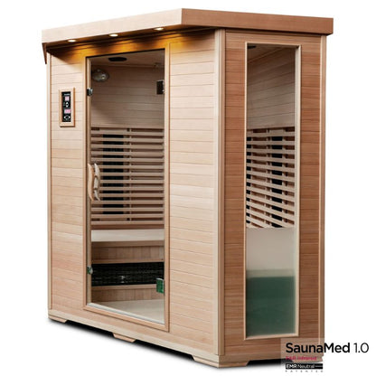 SaunaMed 4-5 Person Classic Hemlock FAR Infrared Domestic Indoor Sauna - EMR Neutral - 13A Plug & Play