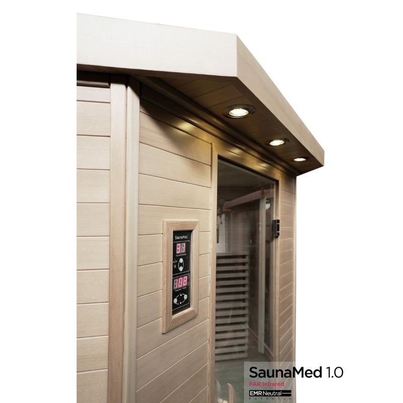 SaunaMed 4-5 Person Classic Hemlock FAR Infrared Domestic Indoor Sauna - EMR Neutral - 13A Plug & Play