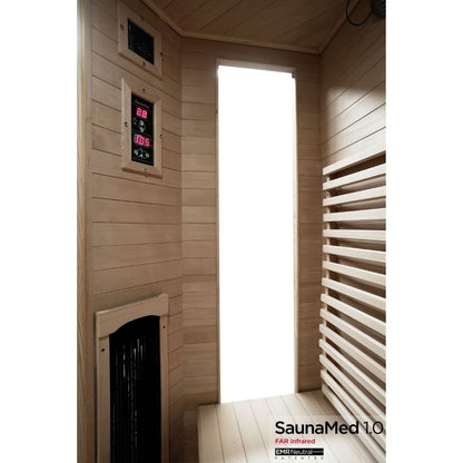 SaunaMed 4-5 Person Classic Hemlock FAR Infrared Domestic Indoor Sauna - EMR Neutral - 13A Plug & Play