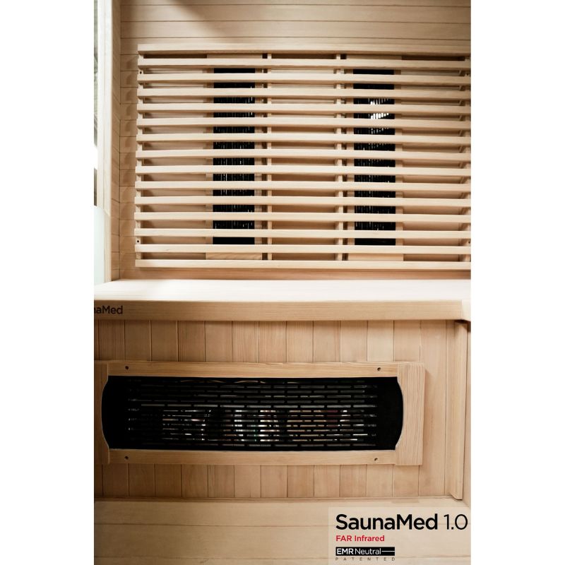 SaunaMed 4-5 Person Classic Hemlock FAR Infrared Domestic Indoor Sauna - EMR Neutral - 13A Plug & Play