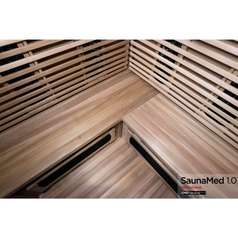 SaunaMed 4 - 5 Person Luxury Cedar FAR Infrared Domestic Indoor Sauna - EMR Neutral - 13A Plug & Play
