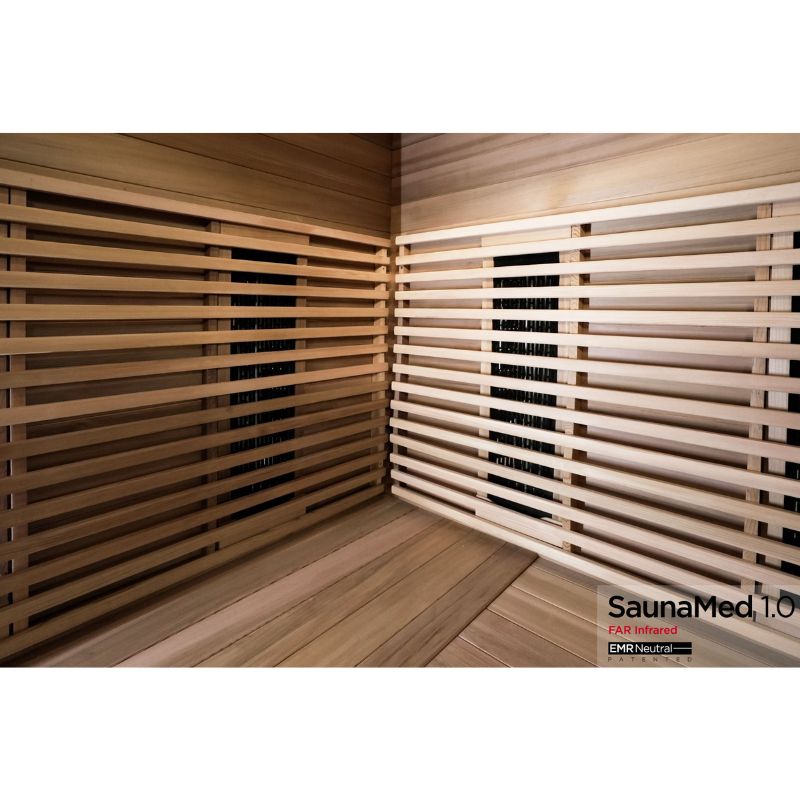 SaunaMed 4 - 5 Person Luxury Cedar FAR Infrared Domestic Indoor Sauna - EMR Neutral - 13A Plug & Play