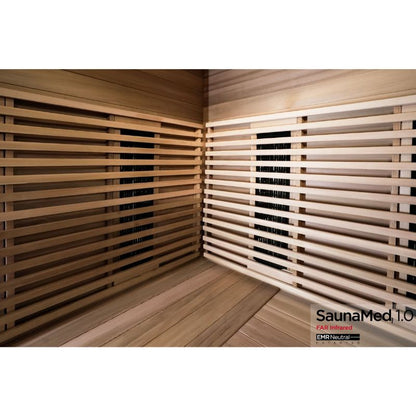 SaunaMed 4 - 5 Person Luxury Cedar FAR Infrared Domestic Indoor Sauna - EMR Neutral - 13A Plug & Play