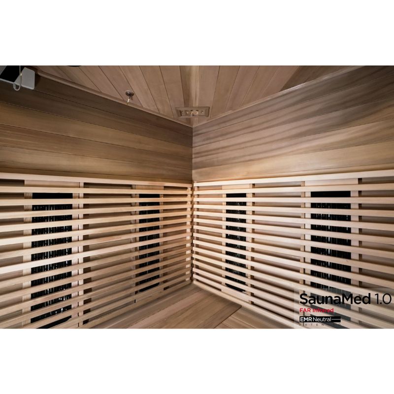 SaunaMed 4 - 5 Person Luxury Cedar FAR Infrared Domestic Indoor Sauna - EMR Neutral - 13A Plug & Play