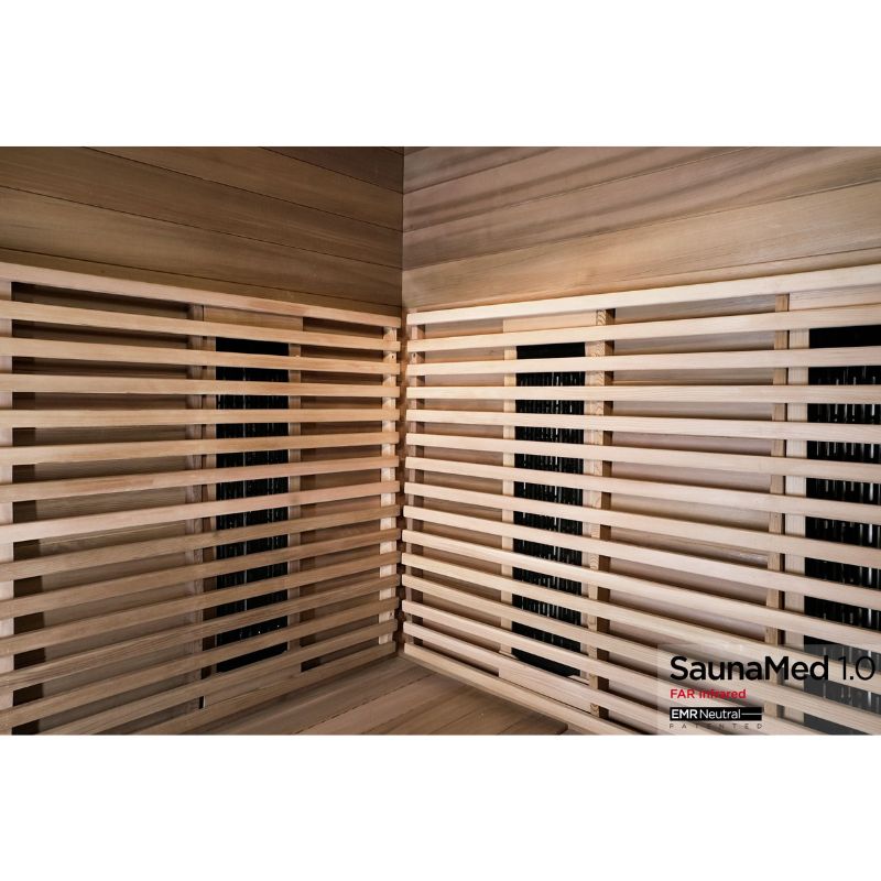 SaunaMed 4 - 5 Person Luxury Cedar FAR Infrared Domestic Indoor Sauna - EMR Neutral - 13A Plug & Play