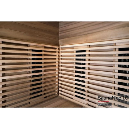 SaunaMed 4 - 5 Person Luxury Cedar FAR Infrared Domestic Indoor Sauna - EMR Neutral - 13A Plug & Play