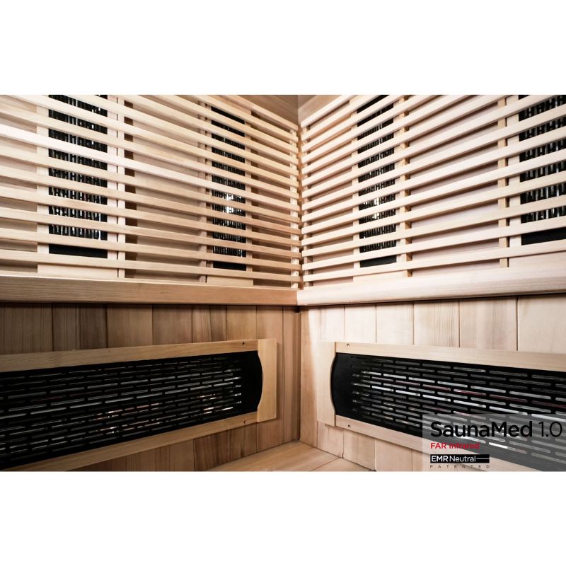 SaunaMed 4 - 5 Person Luxury Cedar FAR Infrared Domestic Indoor Sauna - EMR Neutral - 13A Plug & Play