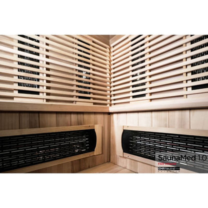 SaunaMed 4 - 5 Person Luxury Cedar FAR Infrared Domestic Indoor Sauna - EMR Neutral - 13A Plug & Play