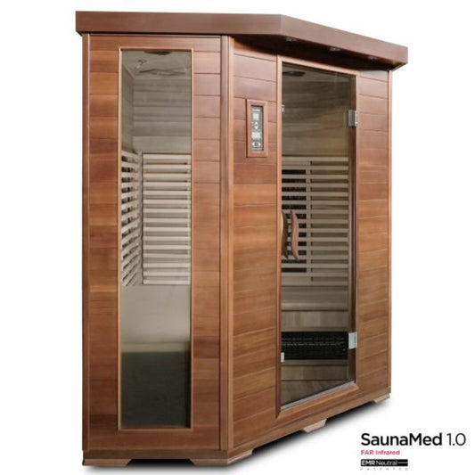 SaunaMed 4 - 5 Person Luxury Cedar FAR Infrared Domestic Indoor Sauna - EMR Neutral - 13A Plug & Play