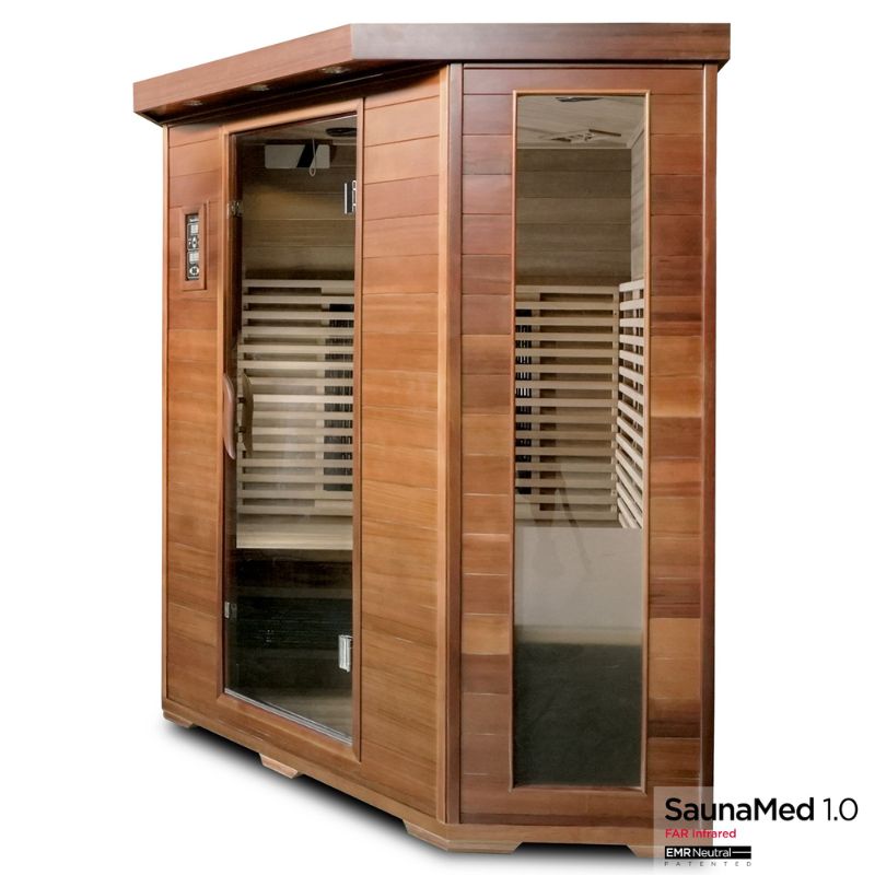 SaunaMed 4 - 5 Person Luxury Cedar FAR Infrared Domestic Indoor Sauna - EMR Neutral - 13A Plug & Play