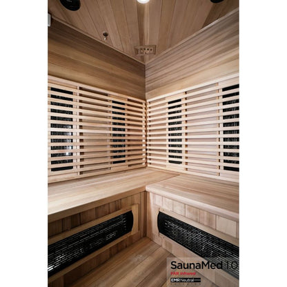SaunaMed 4 - 5 Person Luxury Cedar FAR Infrared Domestic Indoor Sauna - EMR Neutral - 13A Plug & Play