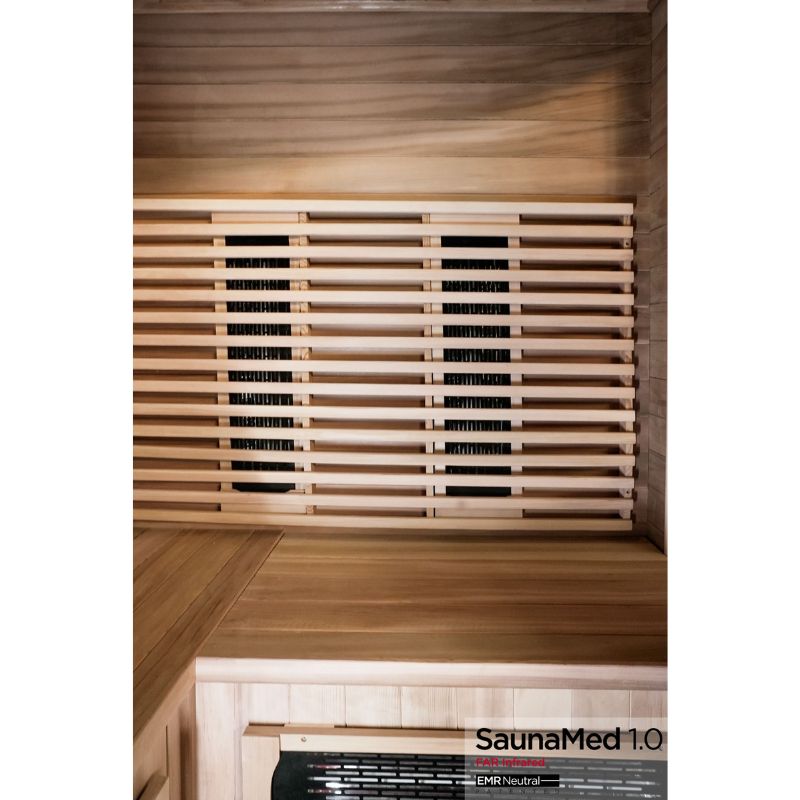 SaunaMed 4 - 5 Person Luxury Cedar FAR Infrared Domestic Indoor Sauna - EMR Neutral - 13A Plug & Play