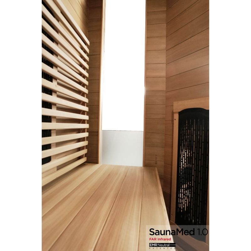 SaunaMed 4 - 5 Person Luxury Cedar FAR Infrared Domestic Indoor Sauna - EMR Neutral - 13A Plug & Play
