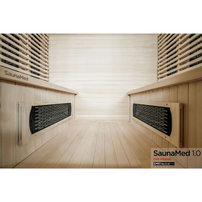 SaunaMed 4 Person Classic Hemlock FAR Infrared Domestic Indoor Sauna - EMR Neutral - 13A Plug & Play