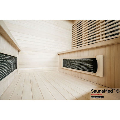 SaunaMed 4 Person Classic Hemlock FAR Infrared Domestic Indoor Sauna - EMR Neutral - 13A Plug & Play