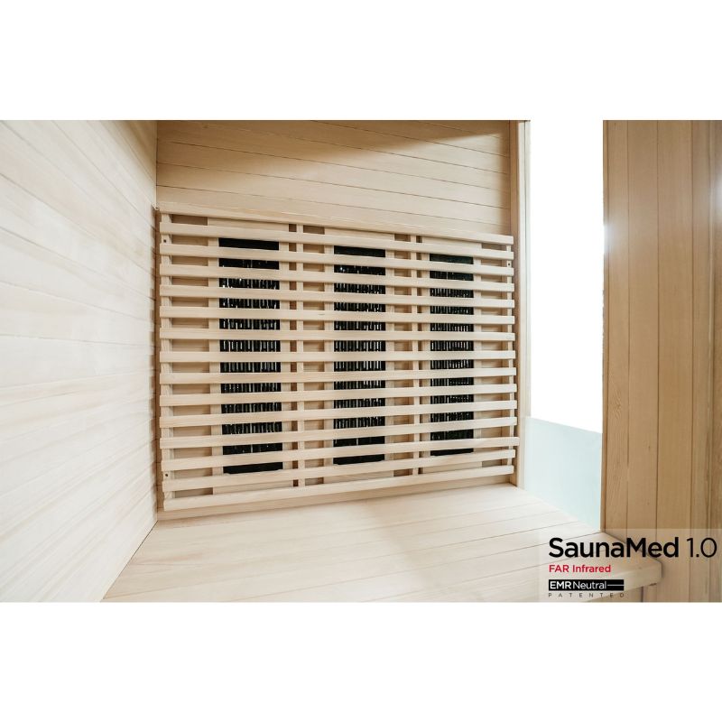 SaunaMed 4 Person Classic Hemlock FAR Infrared Domestic Indoor Sauna - EMR Neutral - 13A Plug & Play