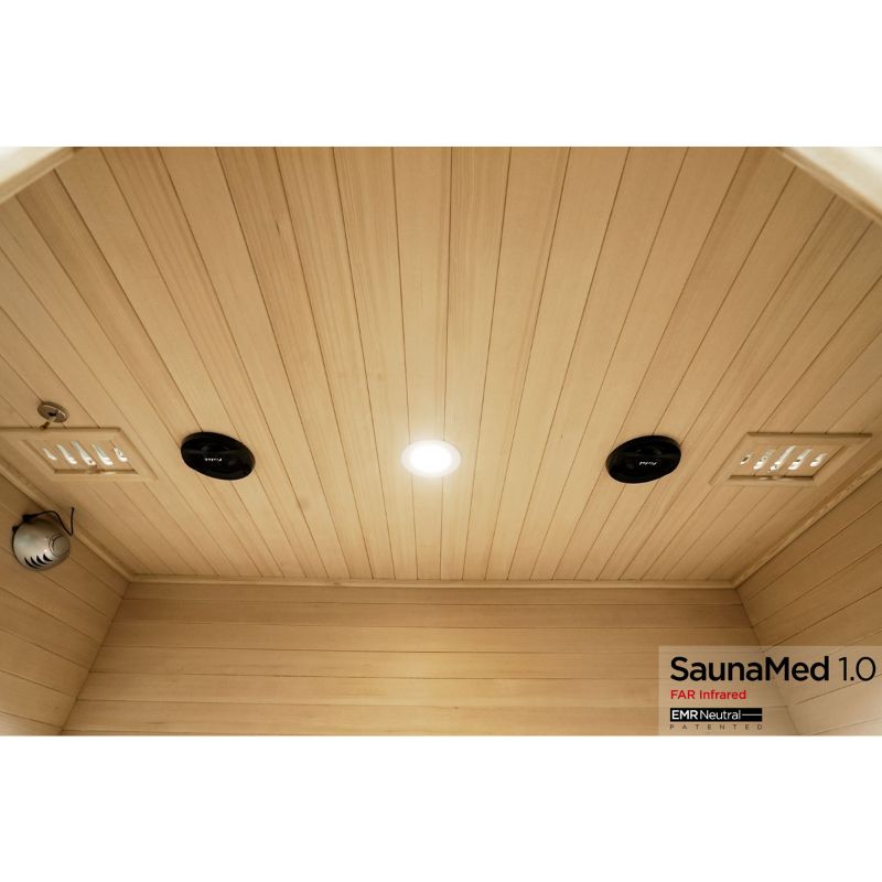 SaunaMed 4 Person Classic Hemlock FAR Infrared Domestic Indoor Sauna - EMR Neutral - 13A Plug & Play