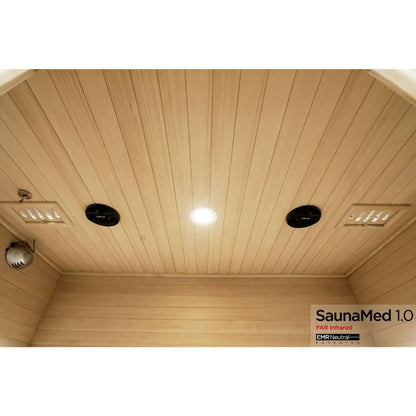 SaunaMed 4 Person Classic Hemlock FAR Infrared Domestic Indoor Sauna - EMR Neutral - 13A Plug & Play