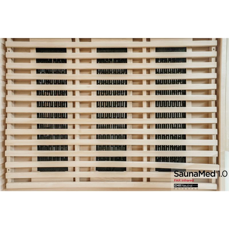 SaunaMed 4 Person Classic Hemlock FAR Infrared Domestic Indoor Sauna - EMR Neutral - 13A Plug & Play