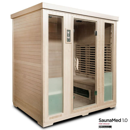 SaunaMed 4 Person Classic Hemlock FAR Infrared Domestic Indoor Sauna - EMR Neutral - 13A Plug & Play