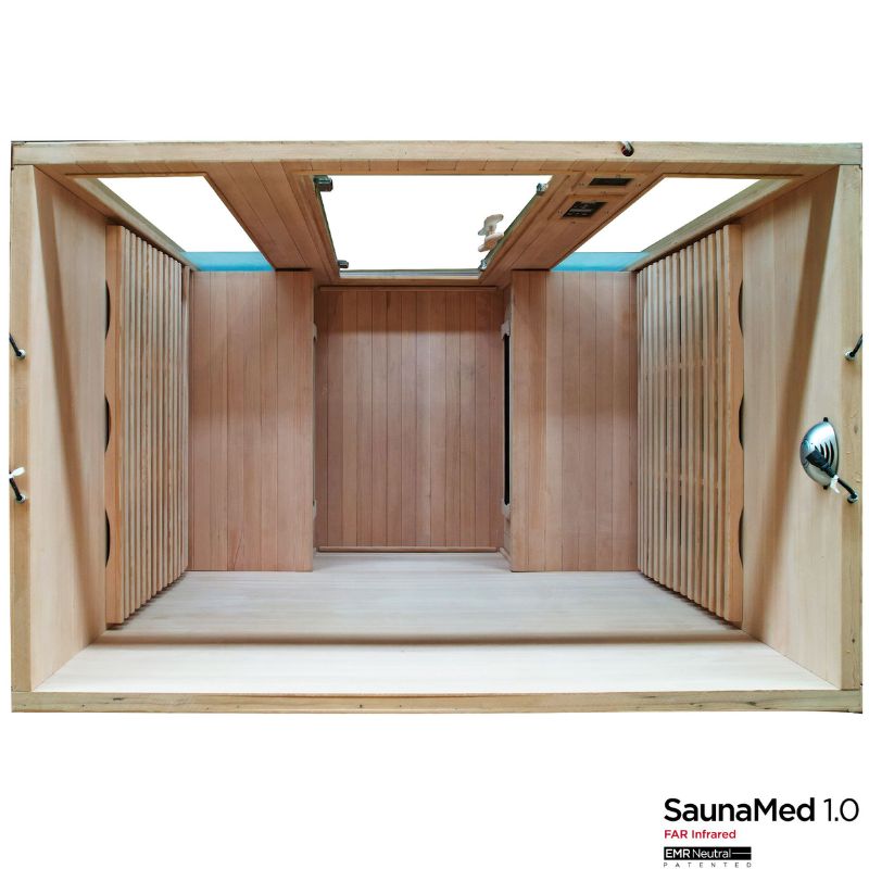 SaunaMed 4 Person Classic Hemlock FAR Infrared Domestic Indoor Sauna - EMR Neutral - 13A Plug & Play