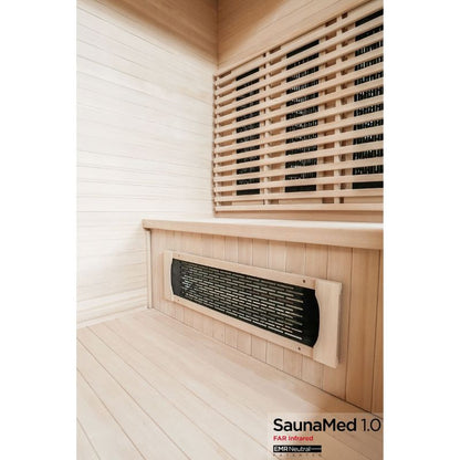 SaunaMed 4 Person Classic Hemlock FAR Infrared Domestic Indoor Sauna - EMR Neutral - 13A Plug & Play