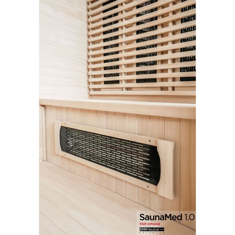 SaunaMed 4 Person Classic Hemlock FAR Infrared Domestic Indoor Sauna - EMR Neutral - 13A Plug & Play