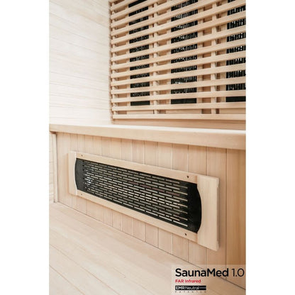 SaunaMed 4 Person Classic Hemlock FAR Infrared Domestic Indoor Sauna - EMR Neutral - 13A Plug & Play