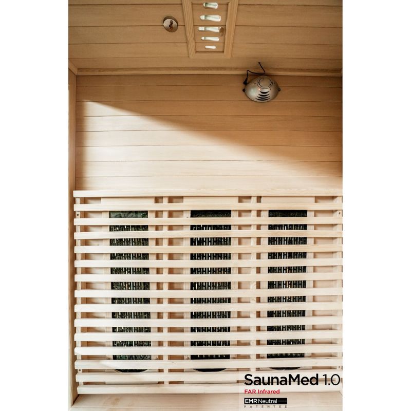SaunaMed 4 Person Classic Hemlock FAR Infrared Domestic Indoor Sauna - EMR Neutral - 13A Plug & Play