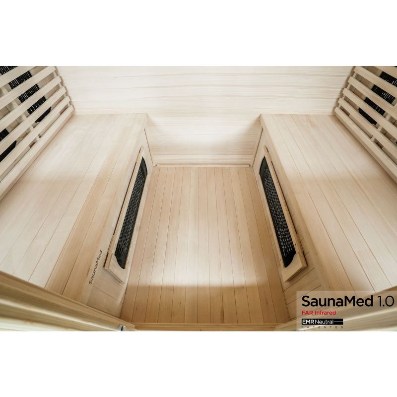 SaunaMed 4 Person Classic Hemlock FAR Infrared Domestic Indoor Sauna - EMR Neutral - 13A Plug & Play