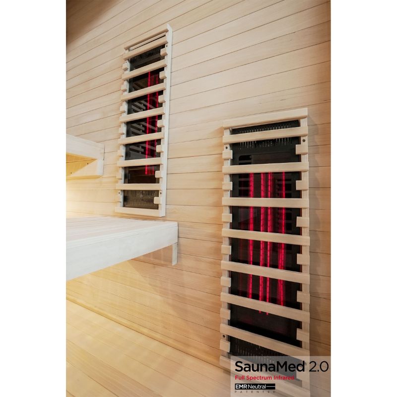 SaunaMed 6 Person Full Spectrum Infrared Hemlock Domestic Indoor Sauna - EMR Neutral - 13A Plug & Play
