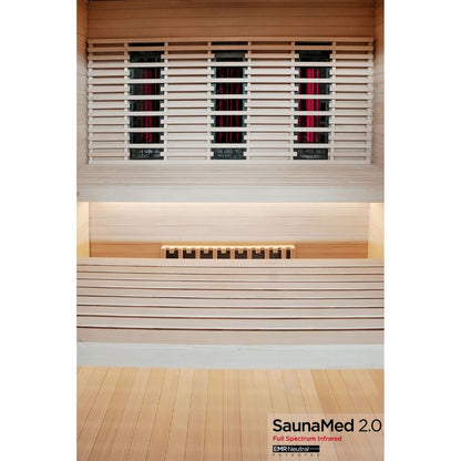 SaunaMed 6 Person Full Spectrum Infrared Hemlock Domestic Indoor Sauna - EMR Neutral - 13A Plug & Play