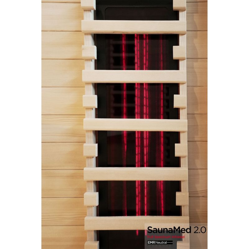 SaunaMed 6 Person Full Spectrum Infrared Hemlock Domestic Indoor Sauna - EMR Neutral - 13A Plug & Play