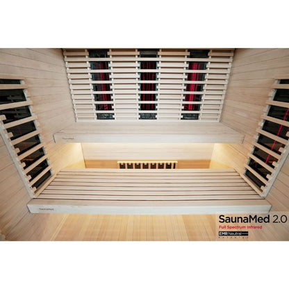 SaunaMed 6 Person Full Spectrum Infrared Hemlock Domestic Indoor Sauna - EMR Neutral - 13A Plug & Play