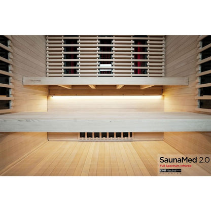 SaunaMed 6 Person Full Spectrum Infrared Hemlock Domestic Indoor Sauna - EMR Neutral - 13A Plug & Play