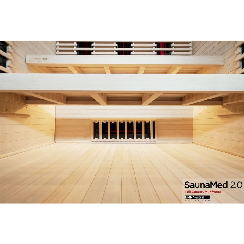 SaunaMed 6 Person Full Spectrum Infrared Hemlock Domestic Indoor Sauna - EMR Neutral - 13A Plug & Play